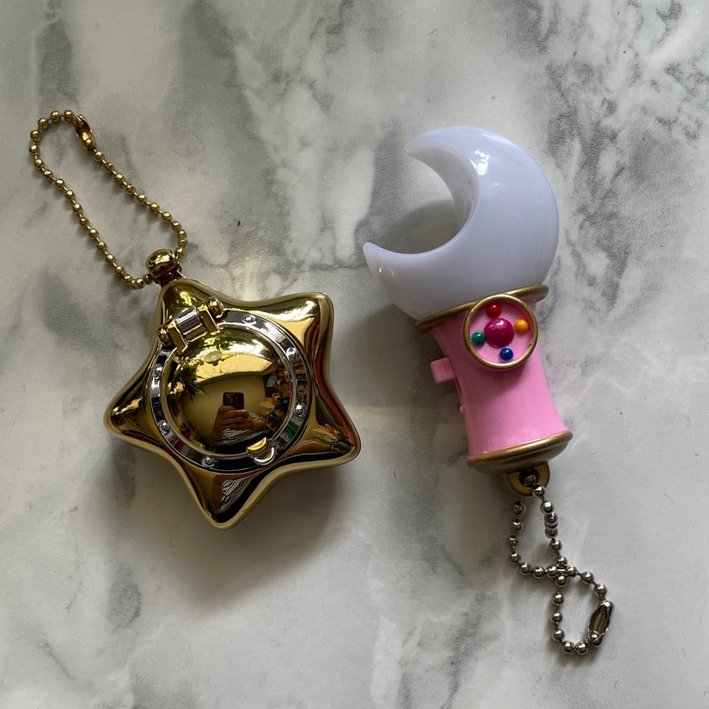 Sailor Moon keychains - locket and wand